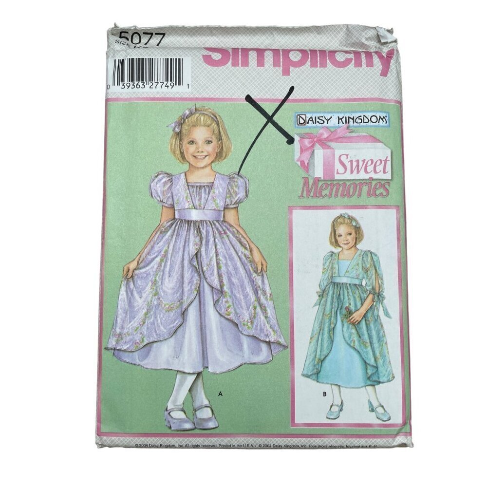 Simplicity Sewing Pattern 5077 Dress Girls Pageant Special Occasion Size‎ 7-14